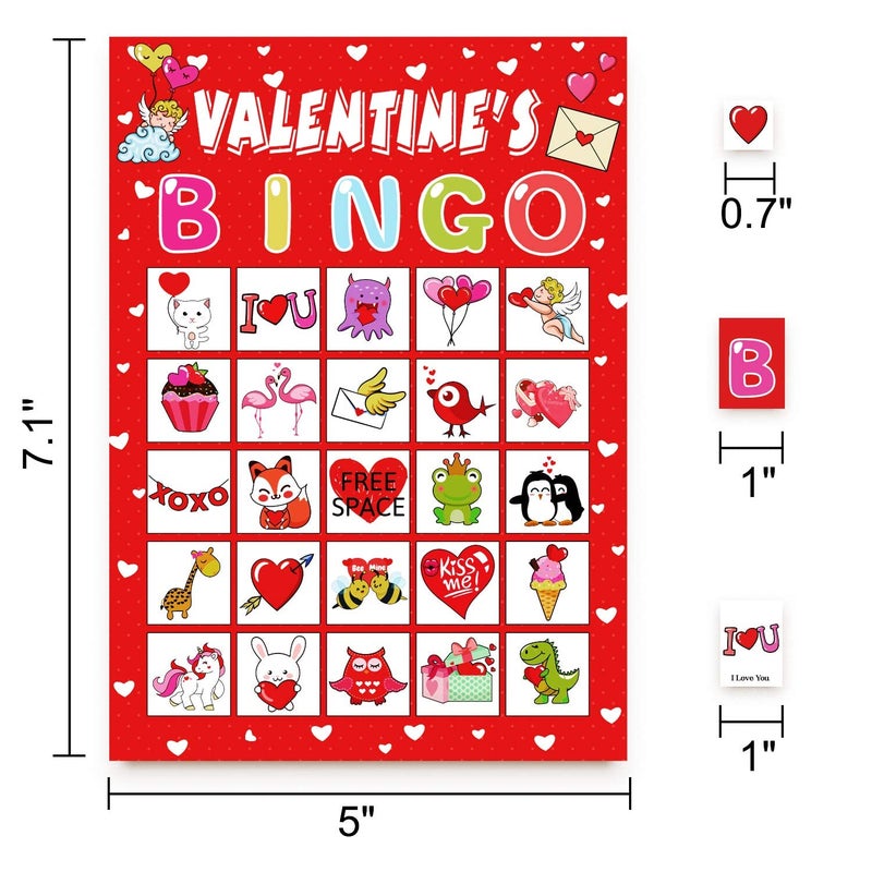 jollylife 40 Players Valentines Day Bingo Cards Party Supplies Activity for Adults(Red - Image 4